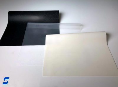 3 sheets with samples of ESS4722 platinum catalyzed HCR solid silicone 
