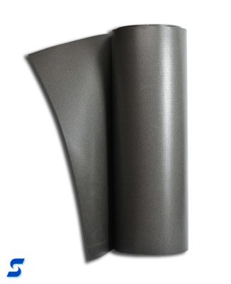 Large roll of black, metal filled material 