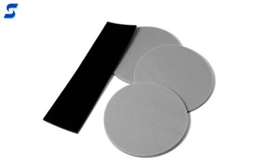 Circular gray sponge and black sponge pads 
