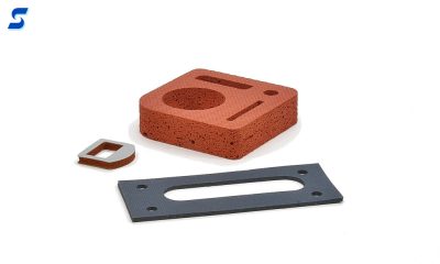 Red, light, and dark gray sponge silicone gaskets