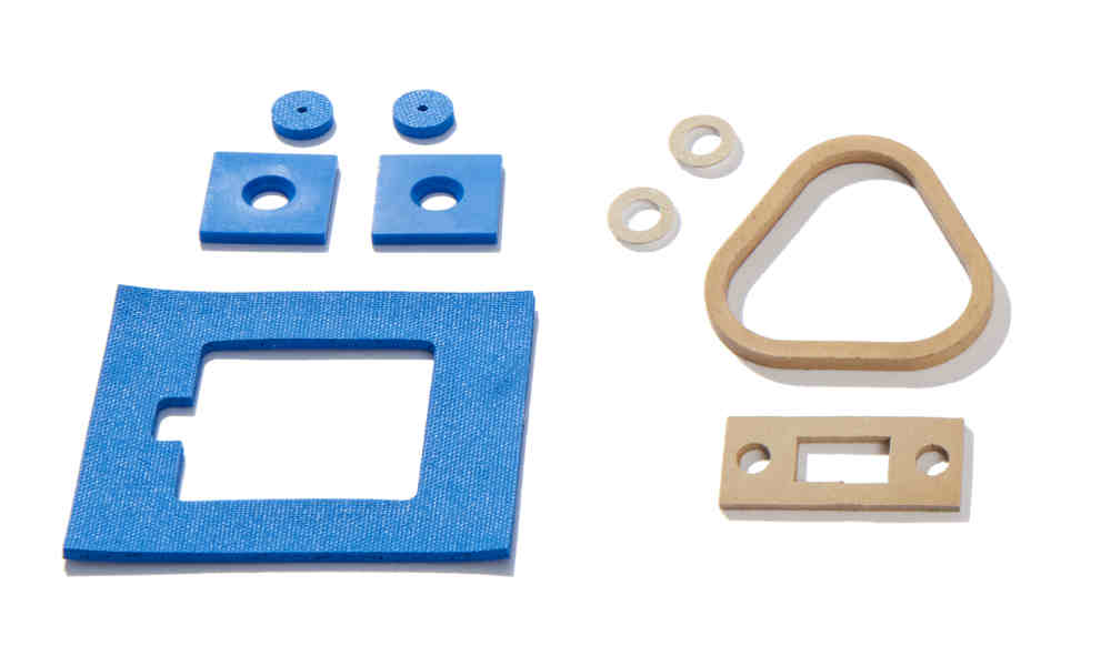 Blue sponge and tan solid gaskets