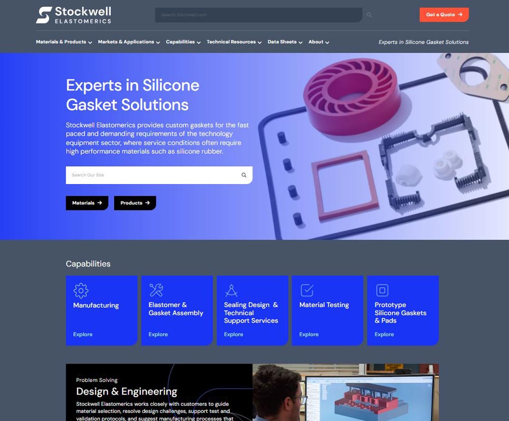 Stockwell Elastomerics new website homepage screenshot