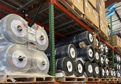 Big rolls of inventory in Stockwell Elastomerics warehouse