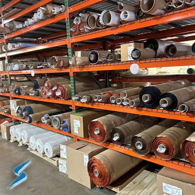 Inventory on storage racks in Stockwell Elastomerics warehouse