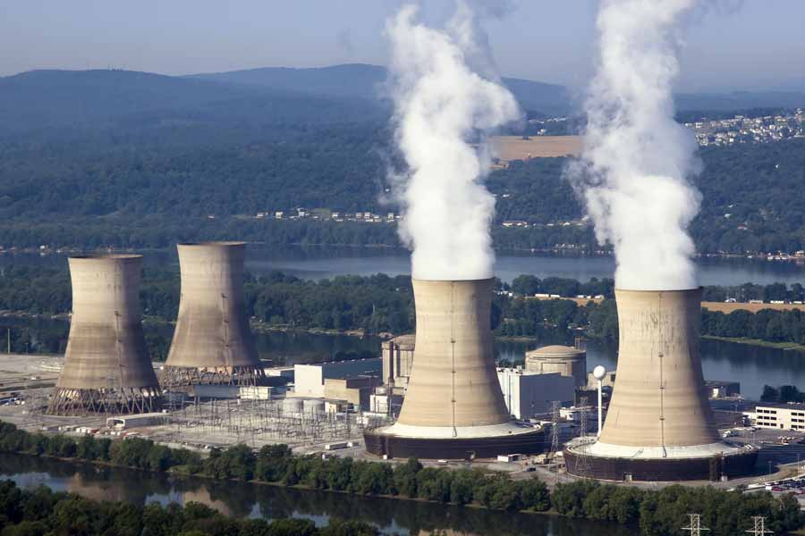 Three Mile Island reactors aerial view